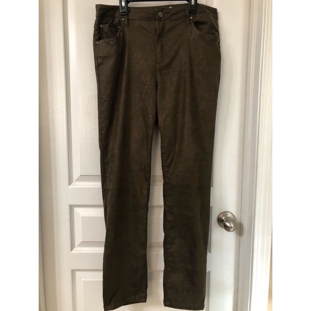 TRACTR HIGH RISE FOIL LEAF PRINT PANTS SZ 14/32